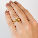 Anel de Folhas Banhado a Ouro