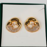 Brinco de Aro Liso e Cravejado em Micro Zircônias