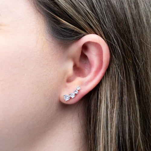 Brinco Ear Cuff Zircônias Redondas