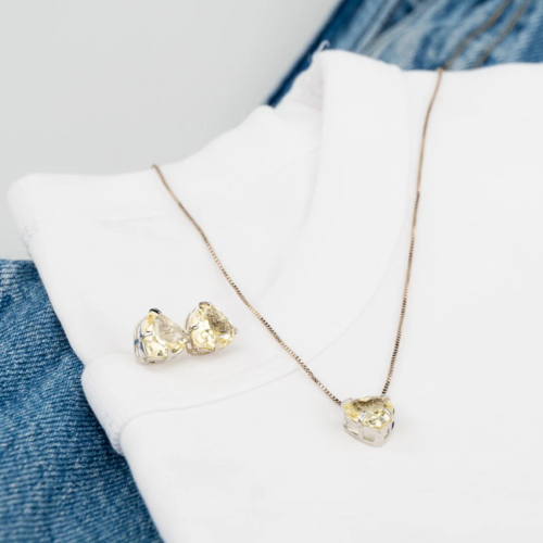 Conjunto Coração Amarelo Brilhante