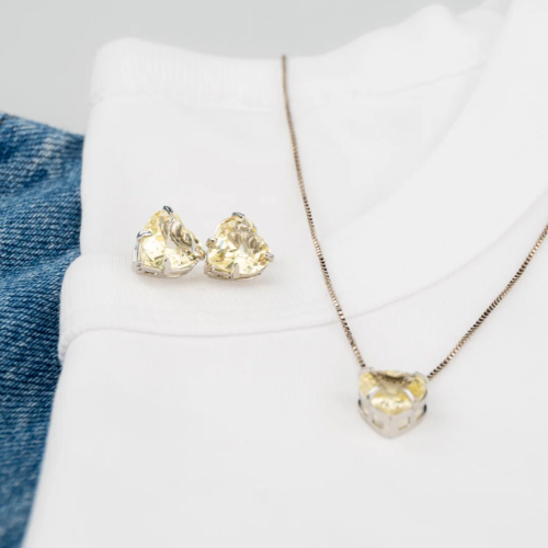 Conjunto Coração Amarelo Brilhante