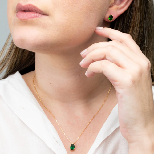 Conjunto Ponto de Luz Esmeralda Oval