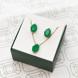 Conjunto Colar e Brincos com Pedras Verdes Ovais