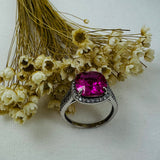 Anel de Prata 925 com Diamante Carbono Roxa