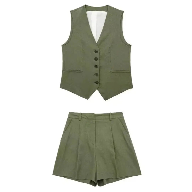 Conjunto De Colete Com Bermuda Para o Verão
