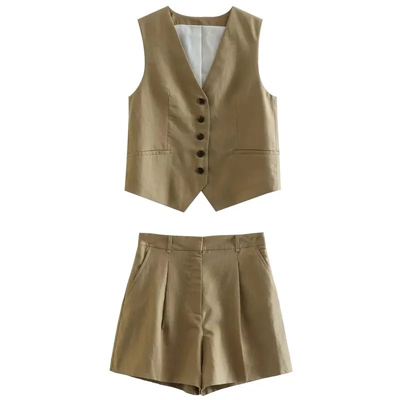 Conjunto De Colete Com Bermuda Para o Verão
