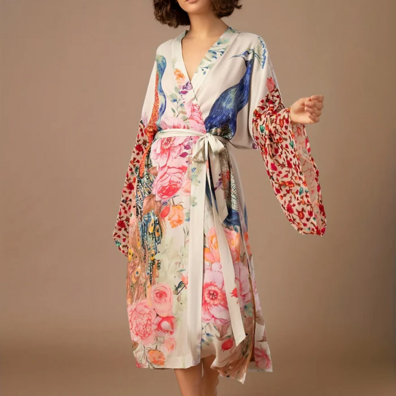 Quimono Alongado Com Estampas
