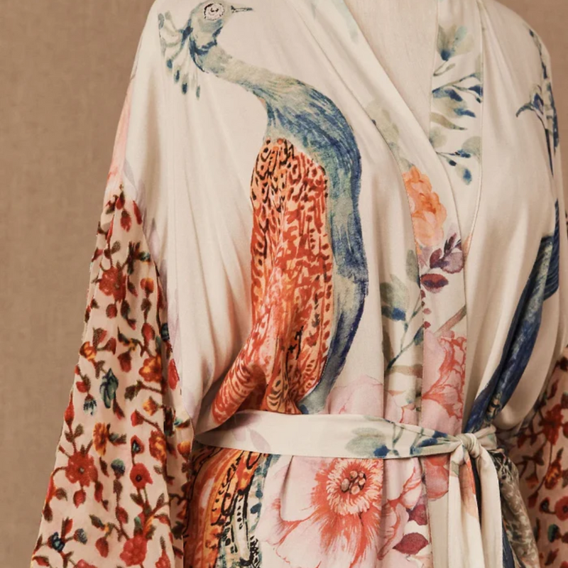 Quimono Alongado Com Estampas