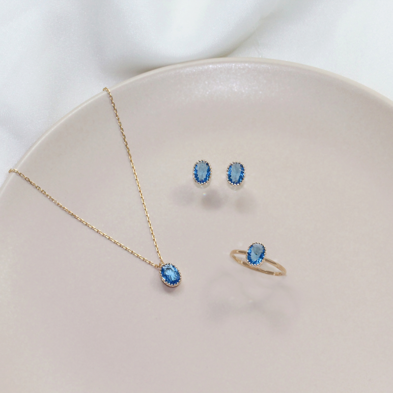 Conjunto de Gargantilha e Brinco Banhada em ouro 18k Com Pedra De Zircônia
