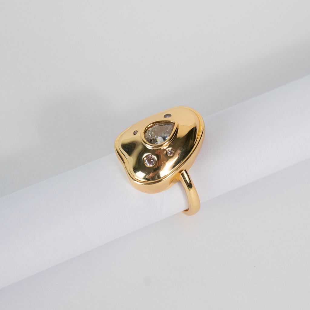 Anel Coração Banhado Ouro 18k com Zircônias