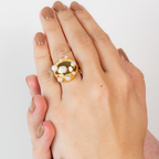 Anel Flor com Pérolas Banhado Ouro 18k