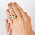 Anel Flor com Pérolas Banhado Ouro 18k