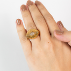 Anel Sinete Banhado Ouro 18k com Zircônias