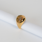 Anel Sinete Banhado Ouro 18k com Zircônias