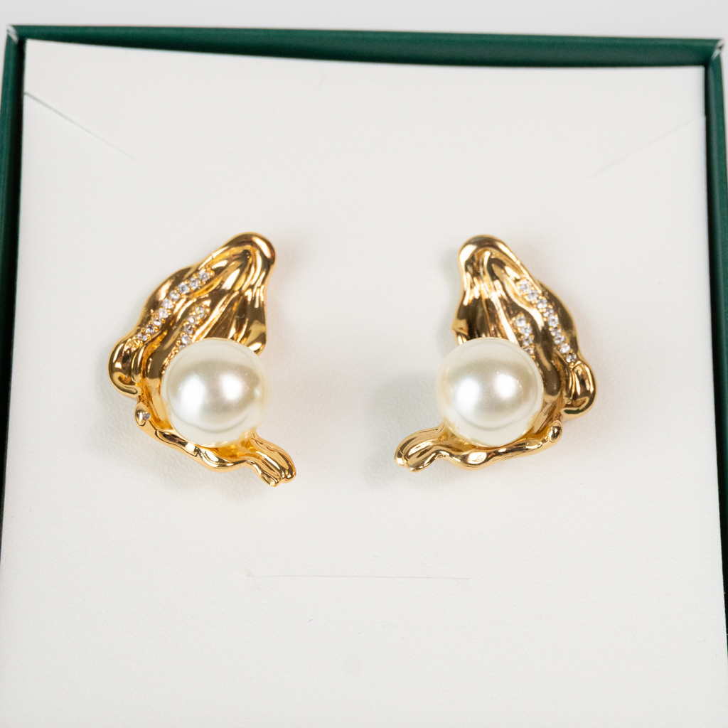Brinco com Pérola e Zircônias