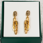 Brinco com Pingente em Aro Duplo Texturizado