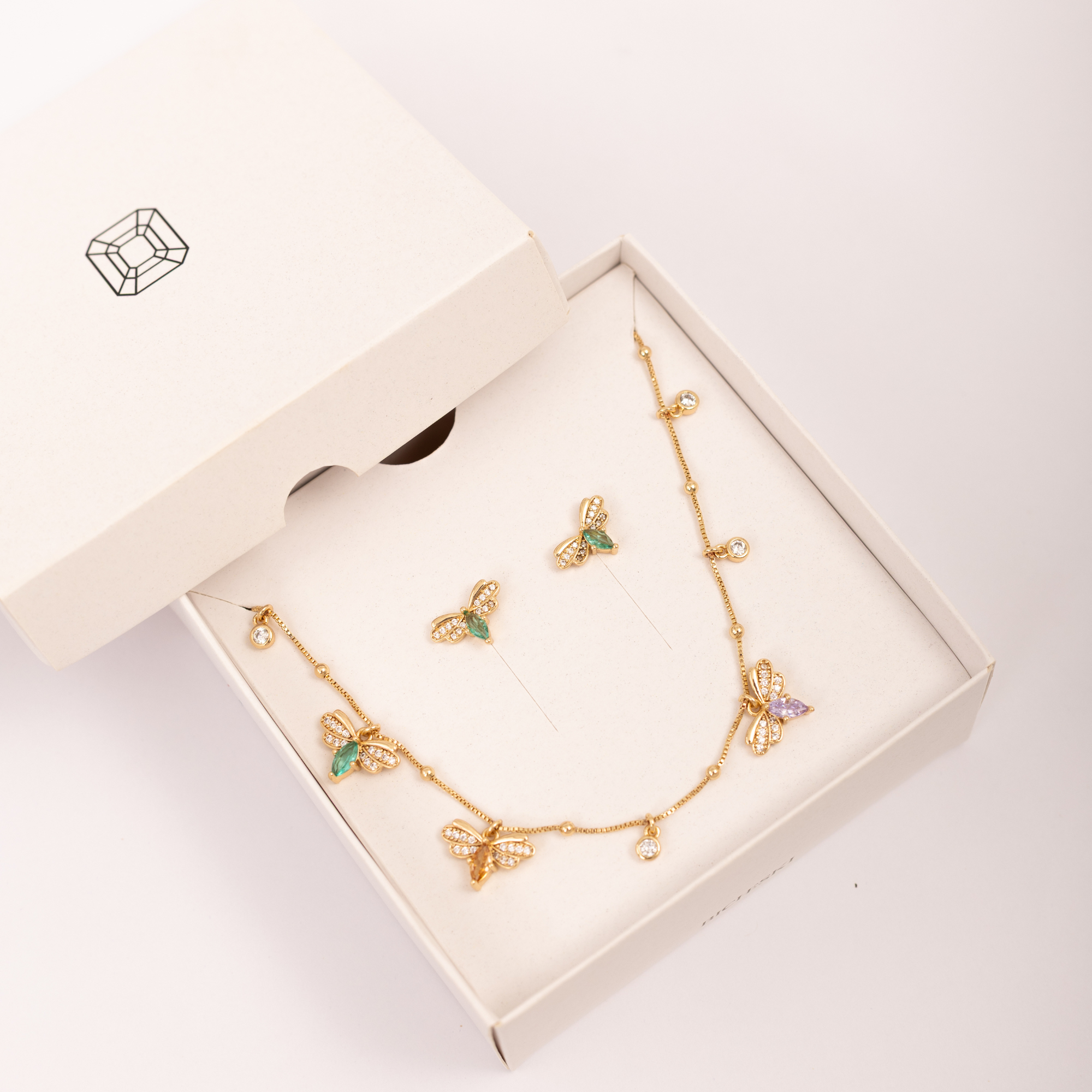 Conjunto Alma Borboletas - Colar e Brincos