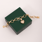 Pulseira Alma Elos com Pingente Coração - Banho de Ouro