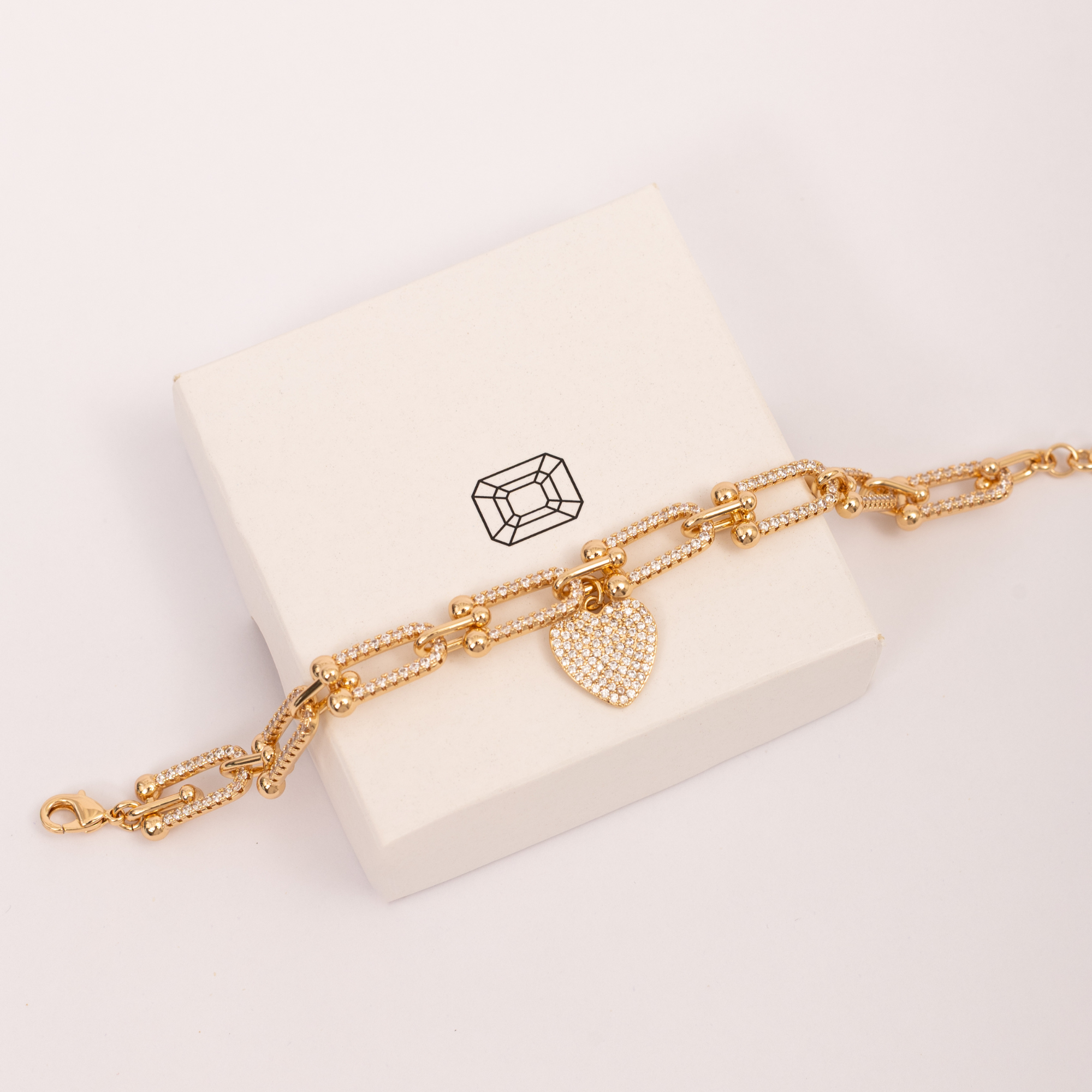 Pulseira Alma Dupla com Pingente Coração - Banho de Ouro