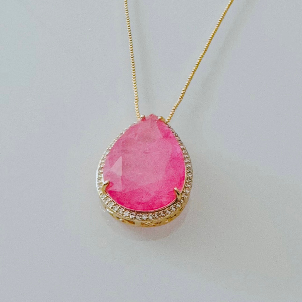 Colar Gota Rosa