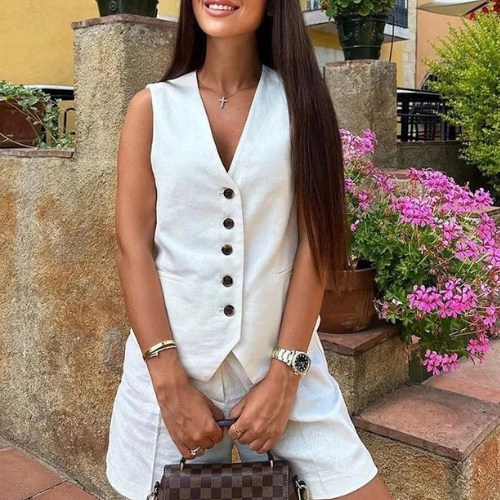 Conjunto De Colete Com Bermuda Para o Verão