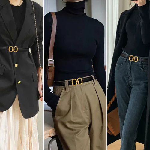 Cinto Feminino Com Detalhe Em Dourado