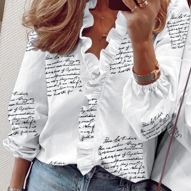 Camisa Com Babados Manga Longa