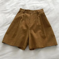 Shorts De Linho De Algodão De Cintura Alta Feminina
