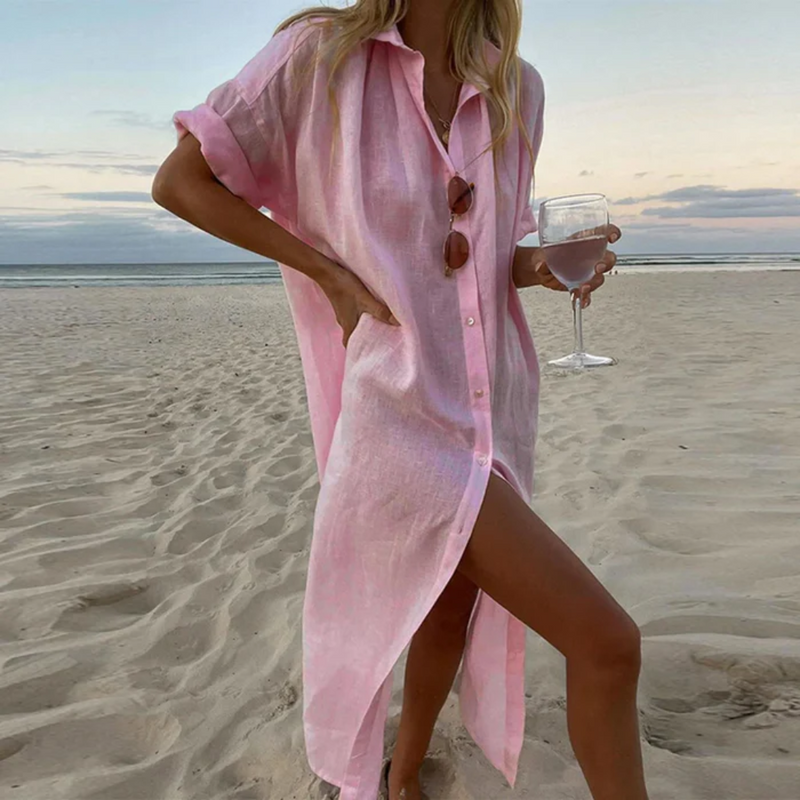 Vestido Chemise De Linho