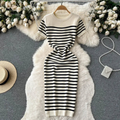 Vestido Feminino Listrado Com Malha