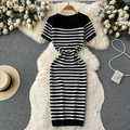 Vestido Feminino Listrado Com Malha
