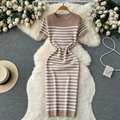 Vestido Feminino Listrado Com Malha