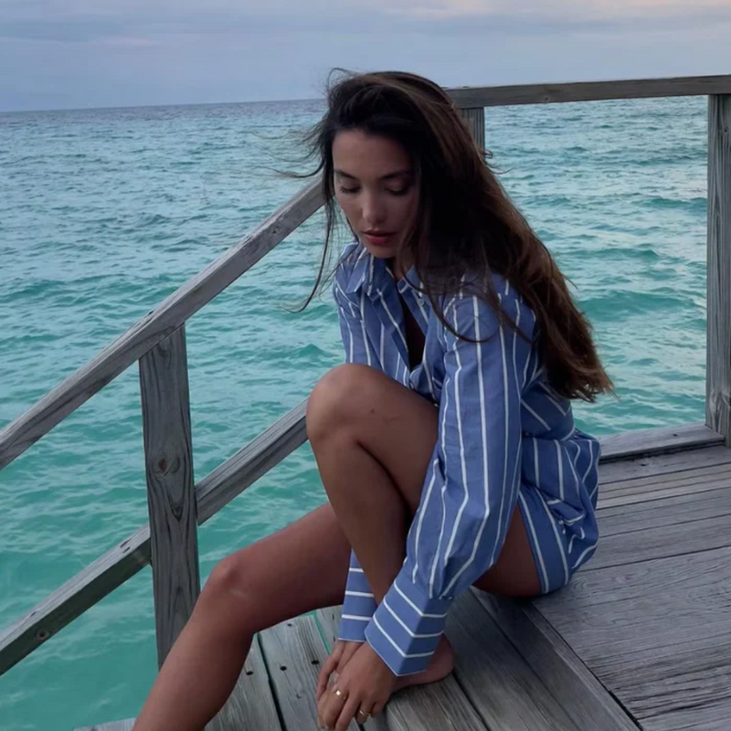 Conjunto Feminino Listrado De Verão