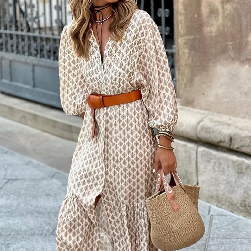 Vestido Midi Meia  Manga Para o Verão