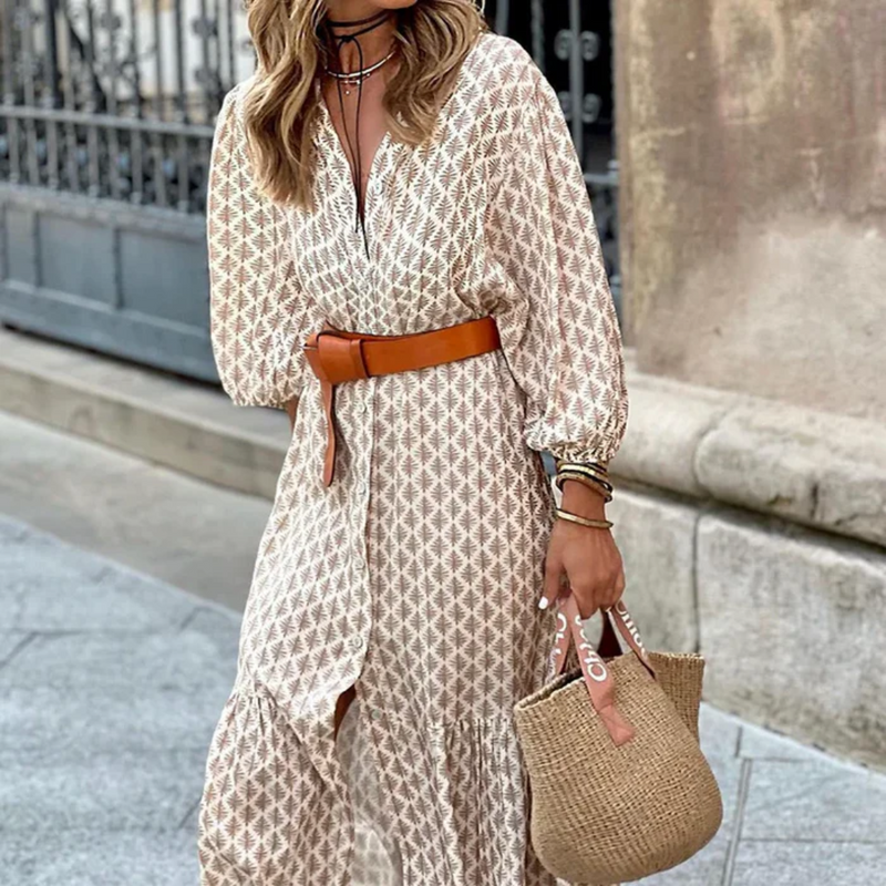 Vestido Midi Meia  Manga Para o Verão