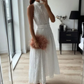 Vestido Bordado  Branco Sem Manga