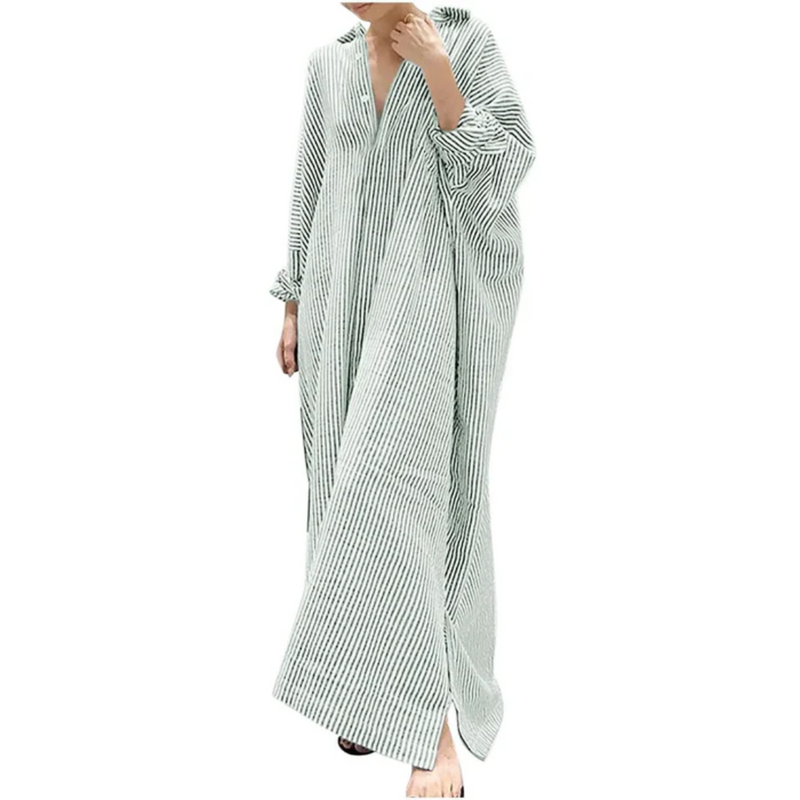 Vestido De Verão Amplo Listrado Feminino