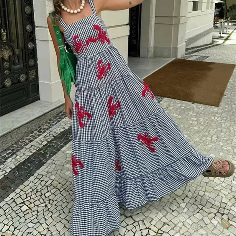 Vestido Longo Xadrez Feminino