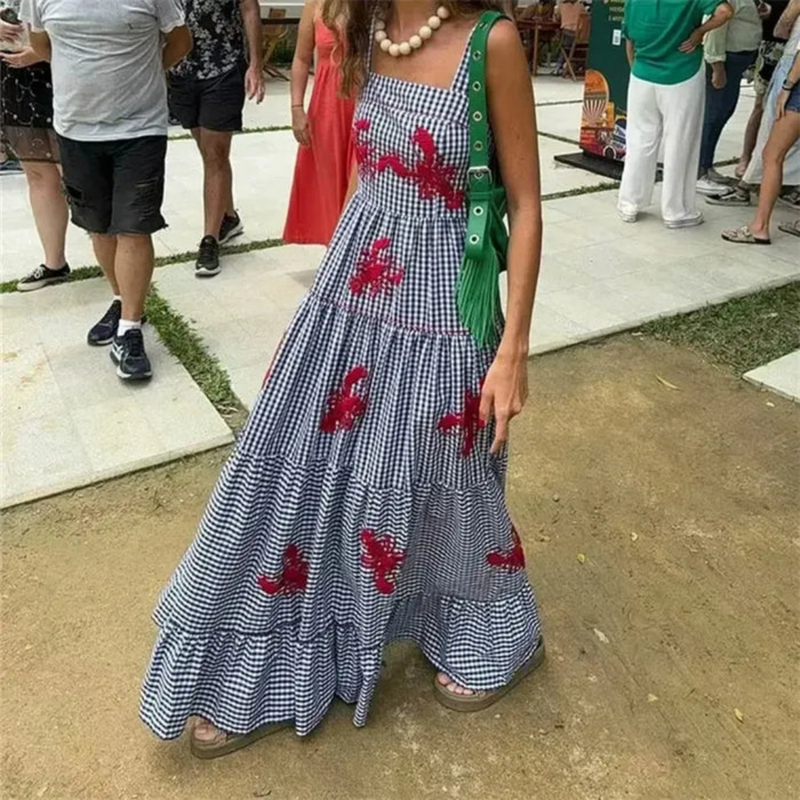 Vestido Longo Xadrez Feminino