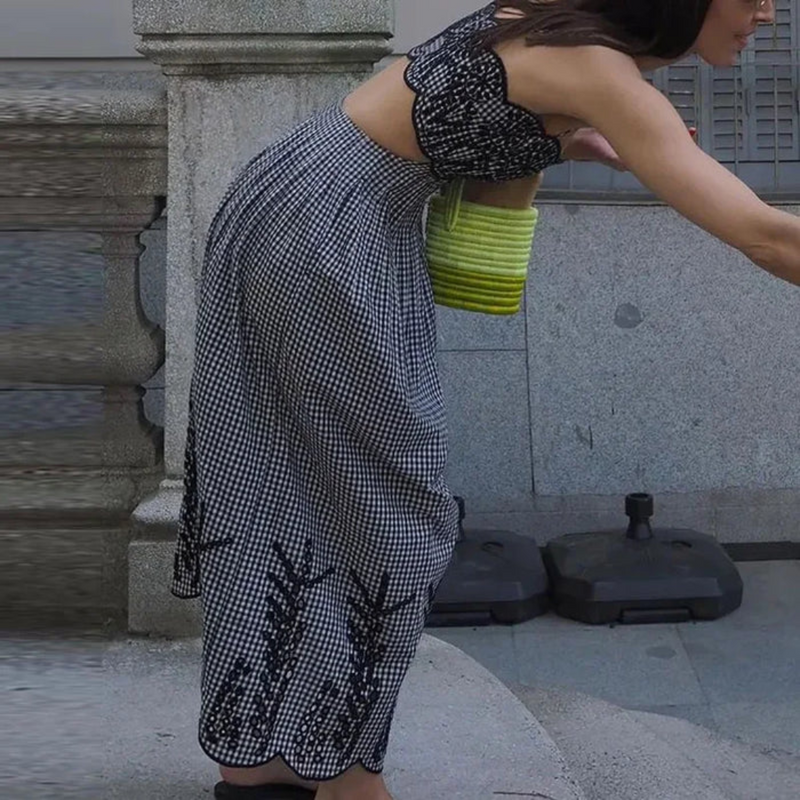 Vestido sem mangas xadrez feminino