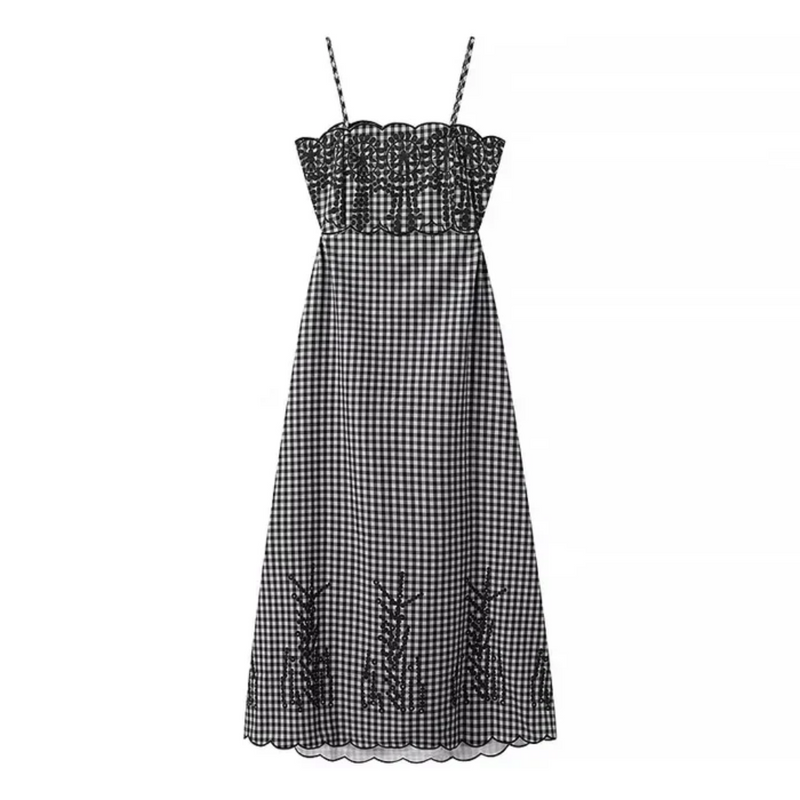 Vestido sem mangas xadrez feminino