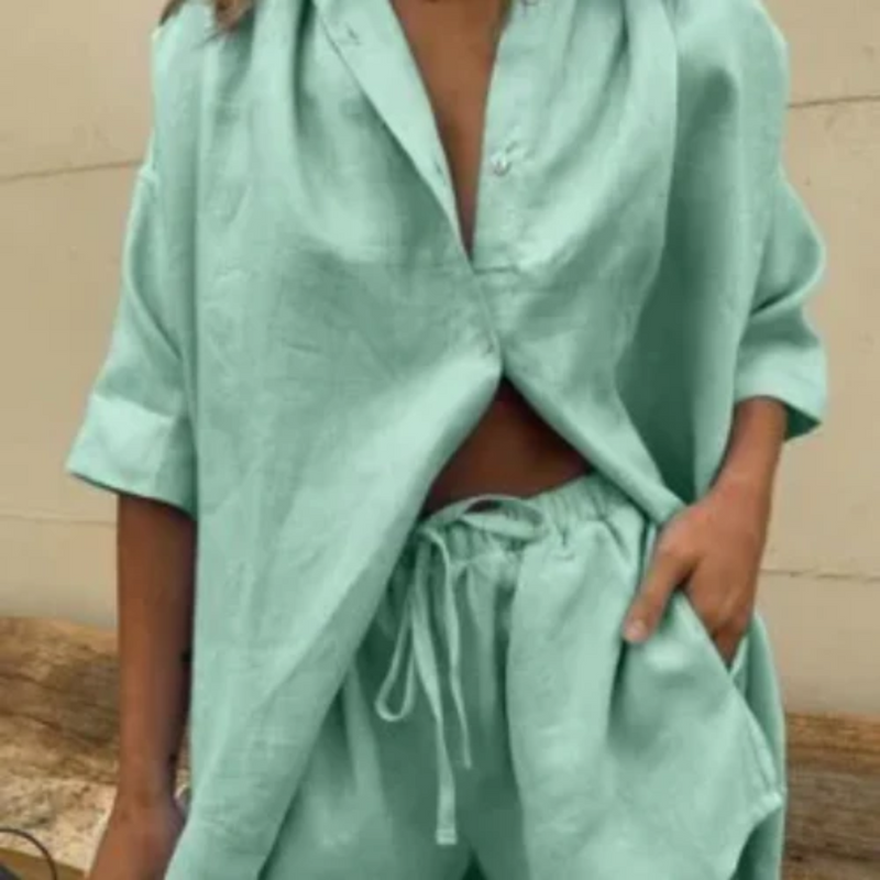 Conjunto Casual De Verão  Solto De Shorts Com Camisa