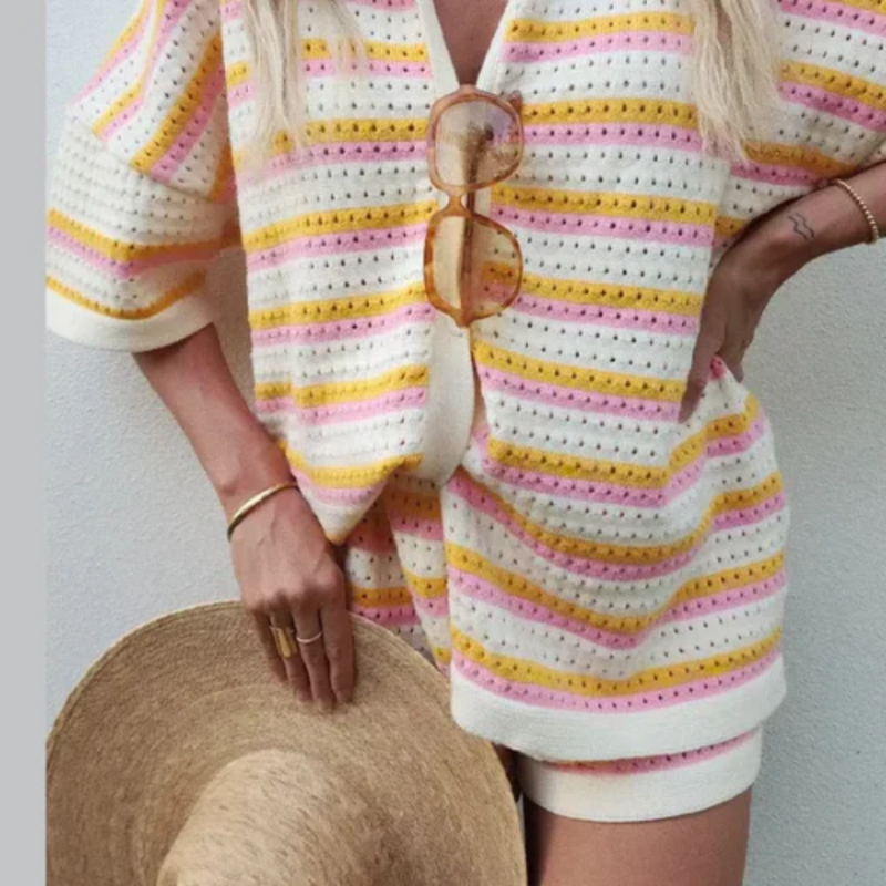Conjunto Listrado Para o Verão