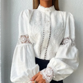 Camisa De Manga Longa Feminina Com Detalhes De Renda