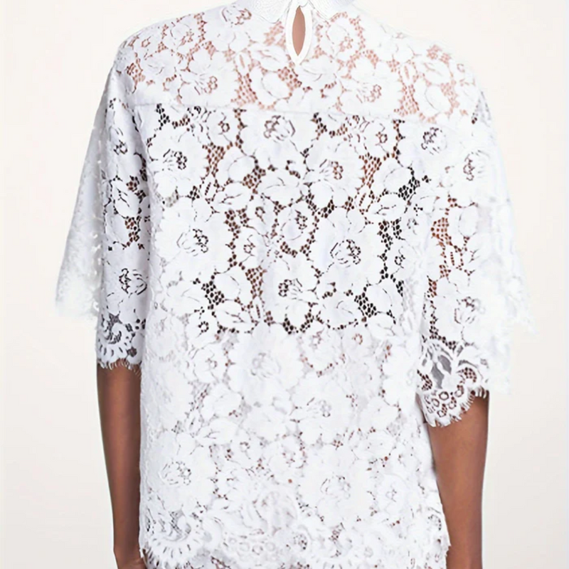 Conjunto De Blusa Com Shorts Em Renda