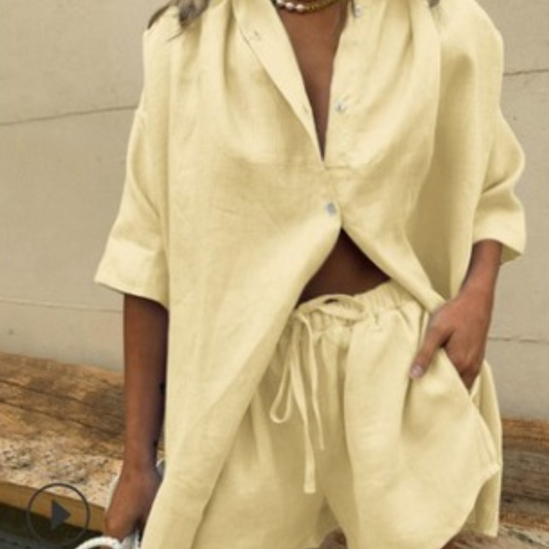 Conjunto Casual De Verão  Solto De Shorts Com Camisa