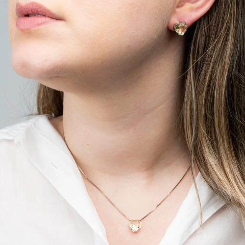 Conjunto Coração Amarelo Brilhante