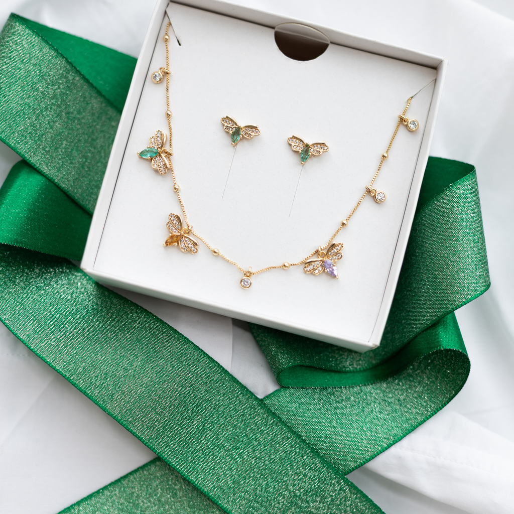 Conjunto Alma Borboletas - Colar e Brincos