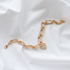 Pulseira Alma Dupla com Pingente Coração - Banho de Ouro