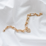 Pulseira Alma Dupla com Pingente Coração - Banho de Ouro